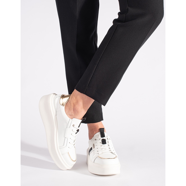 Weiße Plateau-Sneaker aus Leder 1