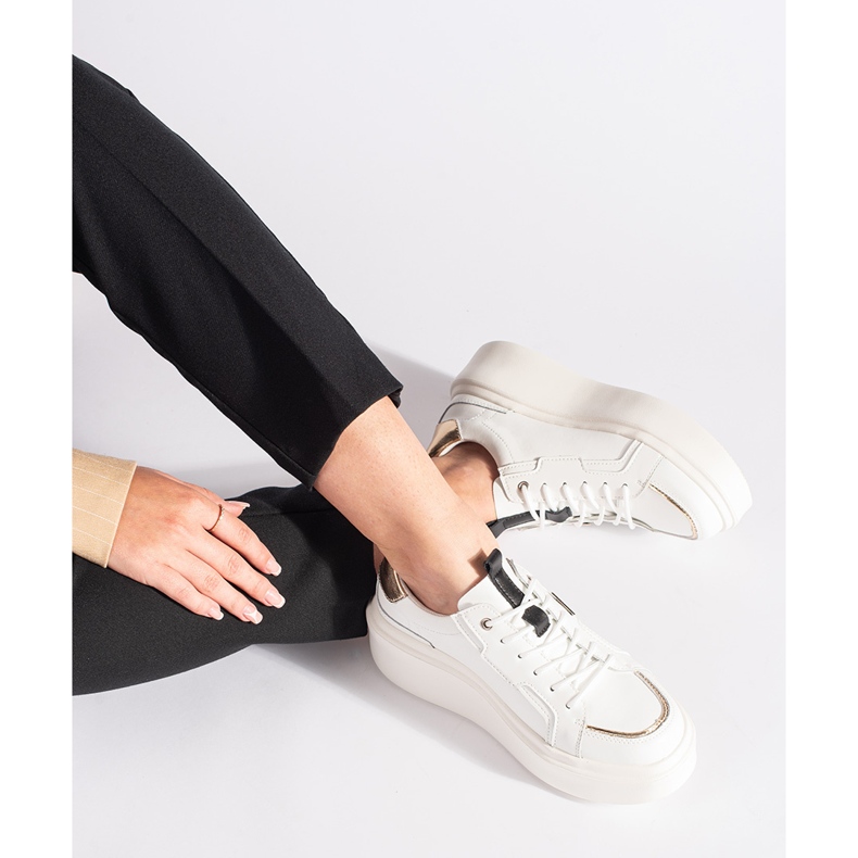 Weiße Plateau-Sneaker aus Leder 2