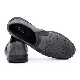 Olivier Herren-Ledermokassins für den Sommer 713MP grau 3