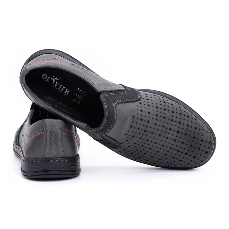 Olivier Herren-Ledermokassins für den Sommer 713MP grau 3