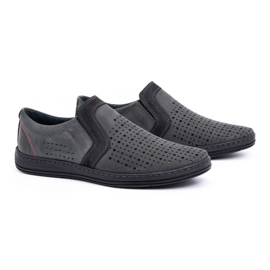 Olivier Herren-Ledermokassins für den Sommer 713MP grau 2