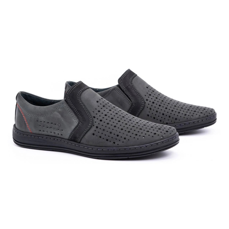 Olivier Herren-Ledermokassins für den Sommer 713MP grau 2