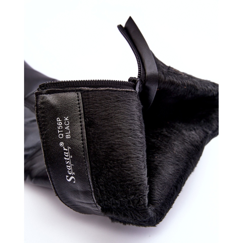 Overknee-Stiefel aus Leder mit hohem Absatz, schwarze Serpens 1