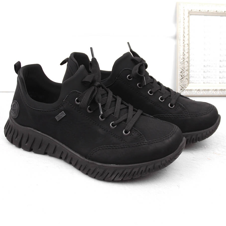 Wasserdichte, bequeme Damen-Slipper in Schwarz von Rieker M5352-00 1