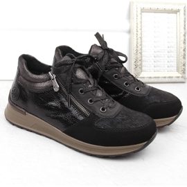 Isolierte schwarze Damensneaker Rieker N1407-00 2