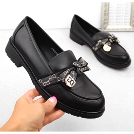 Damen-Loafer mit Schleife, schwarz S.Barski HY42-331 1
