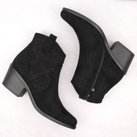 Durchbrochene Cowboystiefel für Damen aus Wildleder, schwarz S.Barski HY42-944 2