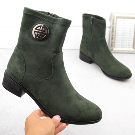 Damen-Stiefeletten aus Wildleder mit Verzierung, grün Jezzi ASA198-28 1