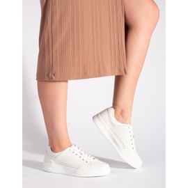 Weiße Ledersneaker mit hohem Plateau 2
