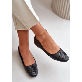 Damen-Ballerinas mit Verzierung, Öko-Leder, schwarzes Rhodike 2