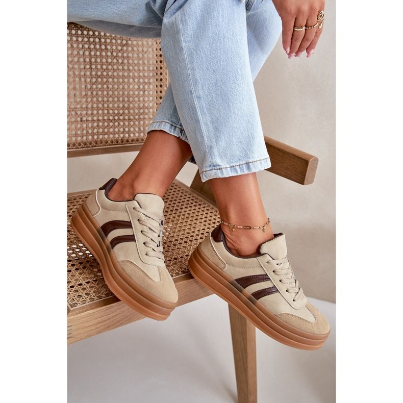 Damen-Plateau-Sneaker Braun Nesonice 1