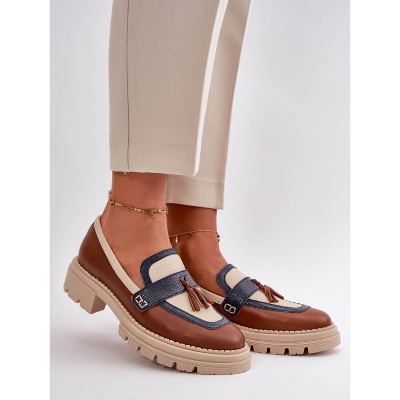 Damen-Ledermokassins Braun Laura Messi 2835 1