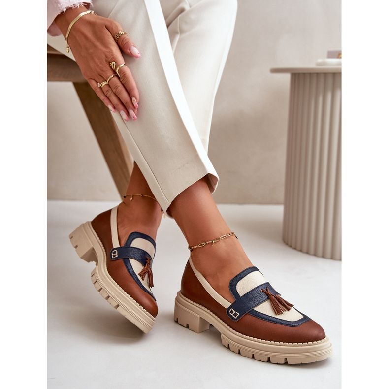 Damen-Ledermokassins Braun Laura Messi 2835 2