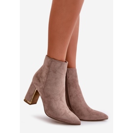 Damen-Stiefeletten mit hohem Absatz, mit Reißverschluss befestigt, isoliertes Öko-Wildleder, beiges Mevair 1