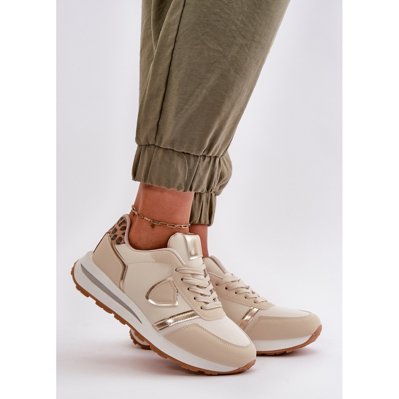 Beige Damen-Sneaker aus Öko-Leder Velaniela 1