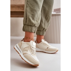 Beige Damen-Sneaker aus Öko-Leder Velaniela 2