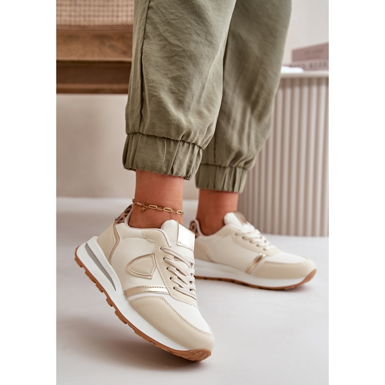 Beige Damen-Sneaker aus Öko-Leder Velaniela 2