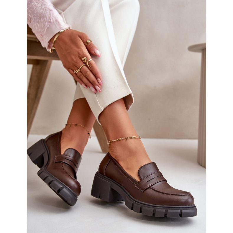 Damen-Schuhe mit niedrigem Absatz aus Öko-Leder, Dunkelbraun Menloa 2