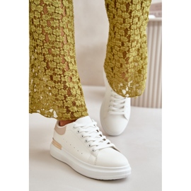 Niedrige Plateau-Sneaker für Damen aus Öko-Leder, Weiß und Beige Nevelena 3