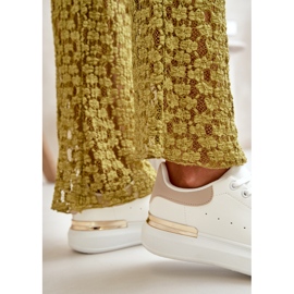 Niedrige Plateau-Sneaker für Damen aus Öko-Leder, Weiß und Beige Nevelena 5