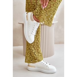 Niedrige Plateau-Sneaker für Damen aus Öko-Leder, Weiß und Beige Nevelena 6