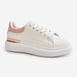 Damen-Low-Top-Sneaker auf Plateausohle aus Öko-Leder, weiß und rosa, Nevelena 4