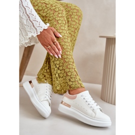 Damen-Low-Top-Sneaker auf Plateausohle aus Öko-Leder, weiß und rosa, Nevelena 8