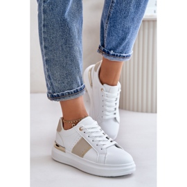 Modische Damen-Plateau-Sneaker aus Öko-Leder, Beige Nevisase weiß 1