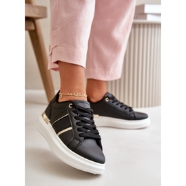 Modische Damen-Plateau-Sneaker aus Öko-Leder, Schwarz Nevisase 2