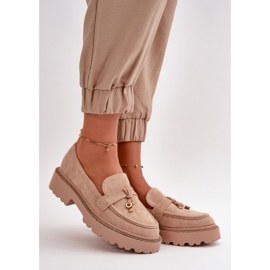 Damen-Loafer aus Öko-Wildleder mit Verzierung Beige Verindalle 1