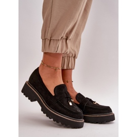 Damen-Mokassins aus Öko-Wildleder mit Verzierung in Schwarz von Verindalle 1