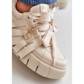 Damen-Ledersneaker auf der Plattform Beige CheBello 4568 2