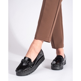 Goodin Damen-Lackschuhe mit dicker Sohle schwarz 1