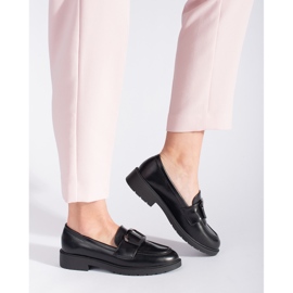 Goodin Schwarze Damenmokassins mit Schnalle 1