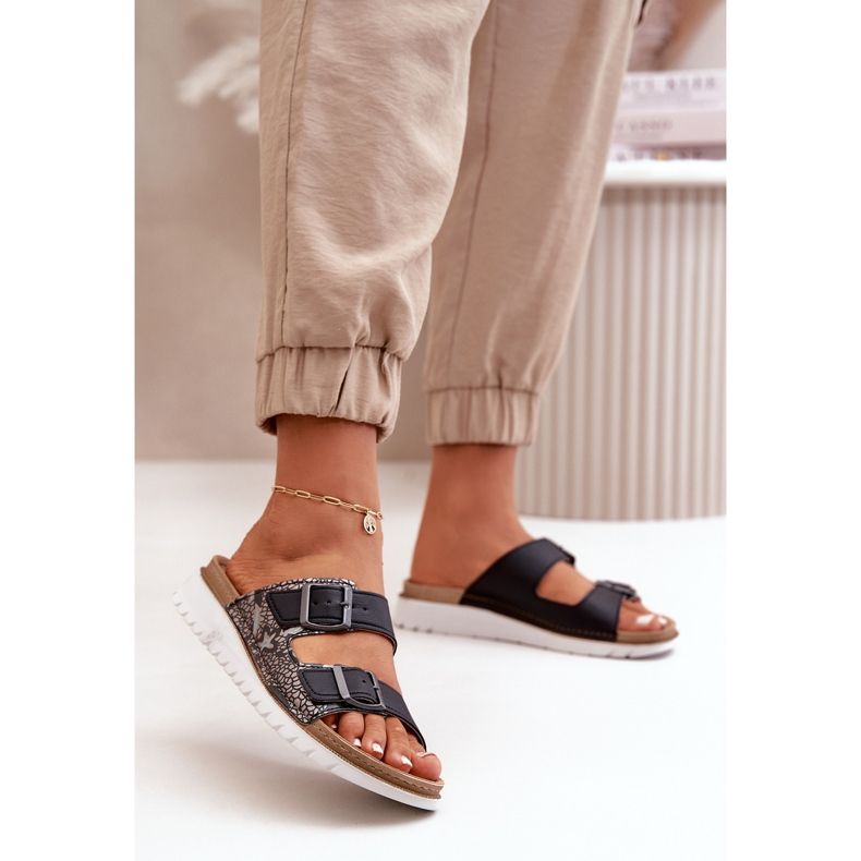 Bequeme Damen-Flip-Flops mit Schnallen Inblu CN000033 Marineblau 2