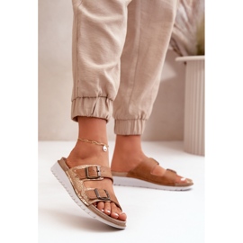 Bequeme Damen-Flip-Flops mit Schnallen Inblu CN000033 Braun 2