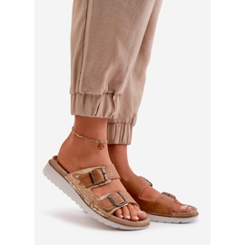 Bequeme Damen-Flip-Flops mit Schnallen Inblu CN000033 Braun 1