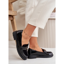 Damen-Mokassins aus Lackleder mit Teddybär Schwarz S.Barski HY42-339A 2