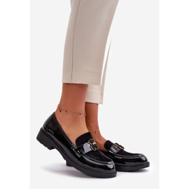 Damen-Mokassins aus Lackleder mit Teddybär Schwarz S.Barski HY42-339A 1