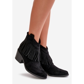 Damen-Cowboystiefel mit Reißverschluss, Öko-Wildleder, Schwarz S.Barski HY42-127 1