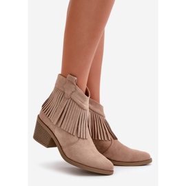 Damen-Cowboystiefel mit Reißverschluss, Öko-Wildleder, Beige S.Barski HY42-127 1