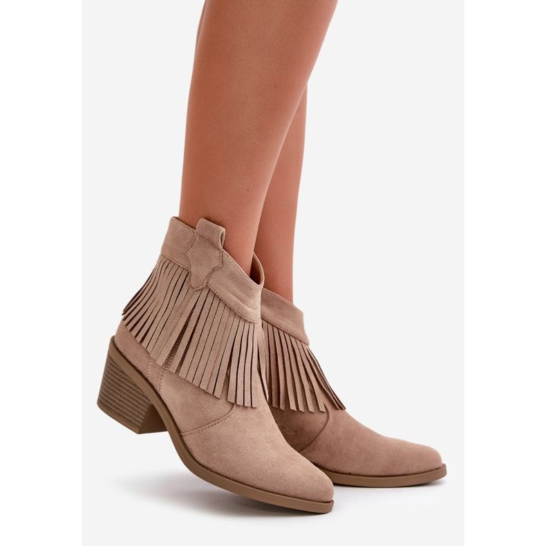 Damen-Cowboystiefel mit Reißverschluss, Öko-Wildleder, Beige S.Barski HY42-127 1