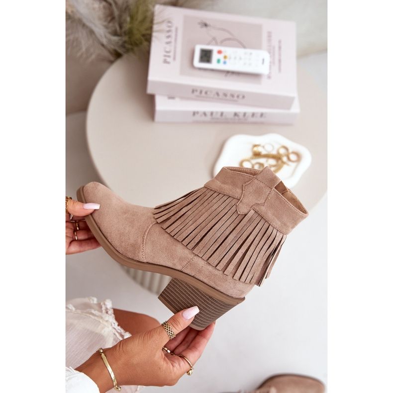 Damen-Cowboystiefel mit Reißverschluss, Öko-Wildleder, Beige S.Barski HY42-127 2