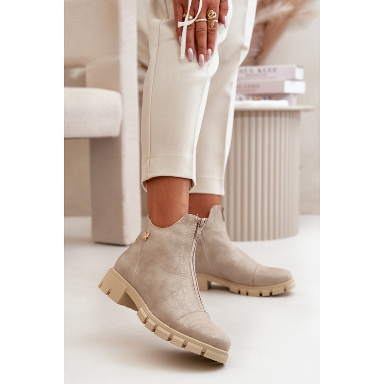 Isolierte Damen-Stiefeletten mit Abrieb, Öko-Leder, Gold Verietta golden 2