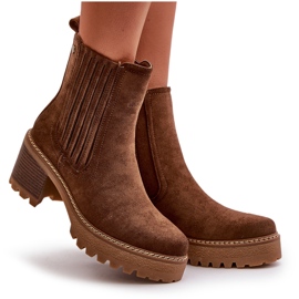 Damen-Stiefel mit hohem Absatz aus Öko-Wildleder, warmes Dunkelbraun von Nevitas 10