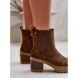 Damen-Stiefel mit hohem Absatz aus Öko-Wildleder, warmes Dunkelbraun von Nevitas 4