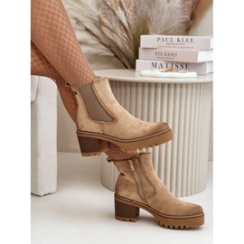 Isolierte Damenstiefel mit hohem Absatz, Öko-Wildleder, Beige Irissinae 2