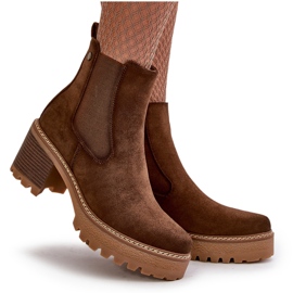 Isolierte Damenstiefel mit hohem Absatz, Öko-Wildleder, braun, Irissinae 10