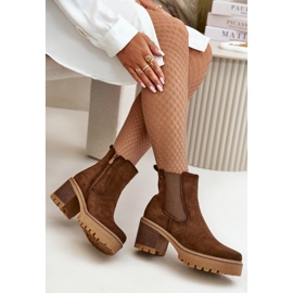 Isolierte Damenstiefel mit hohem Absatz, Öko-Wildleder, braun, Irissinae 7