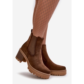 Isolierte Damenstiefel mit hohem Absatz, Öko-Wildleder, braun, Irissinae 1